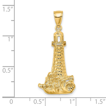 14K Gelbgold Leuchtturm-Charm mit Welle