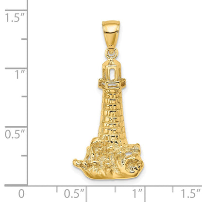 14K Gelbgold Leuchtturm-Charm mit Welle