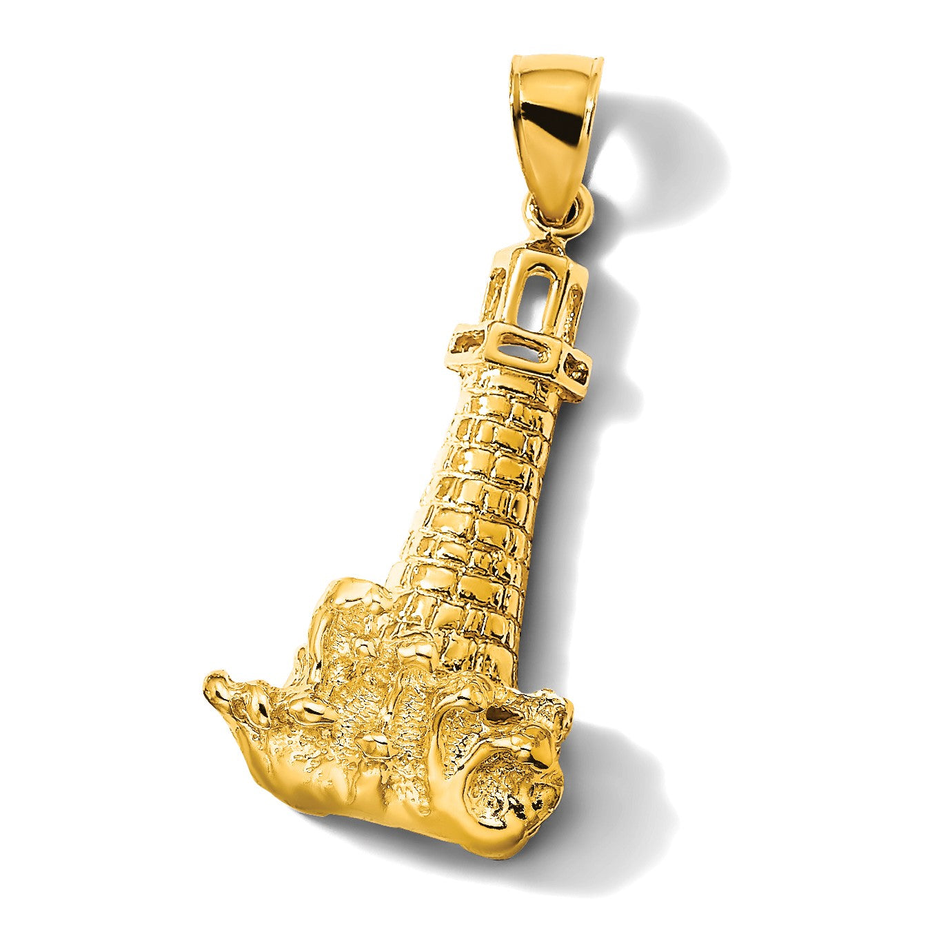 14K Gelbgold Leuchtturm-Charm mit Welle