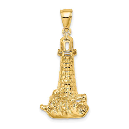 14K Gelbgold Leuchtturm-Charm mit Welle