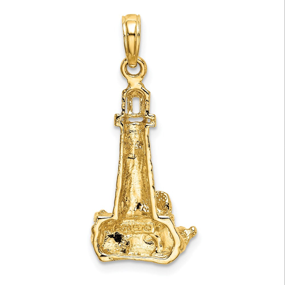 14k Gelbgold Leuchtturm-Charm mit Welle