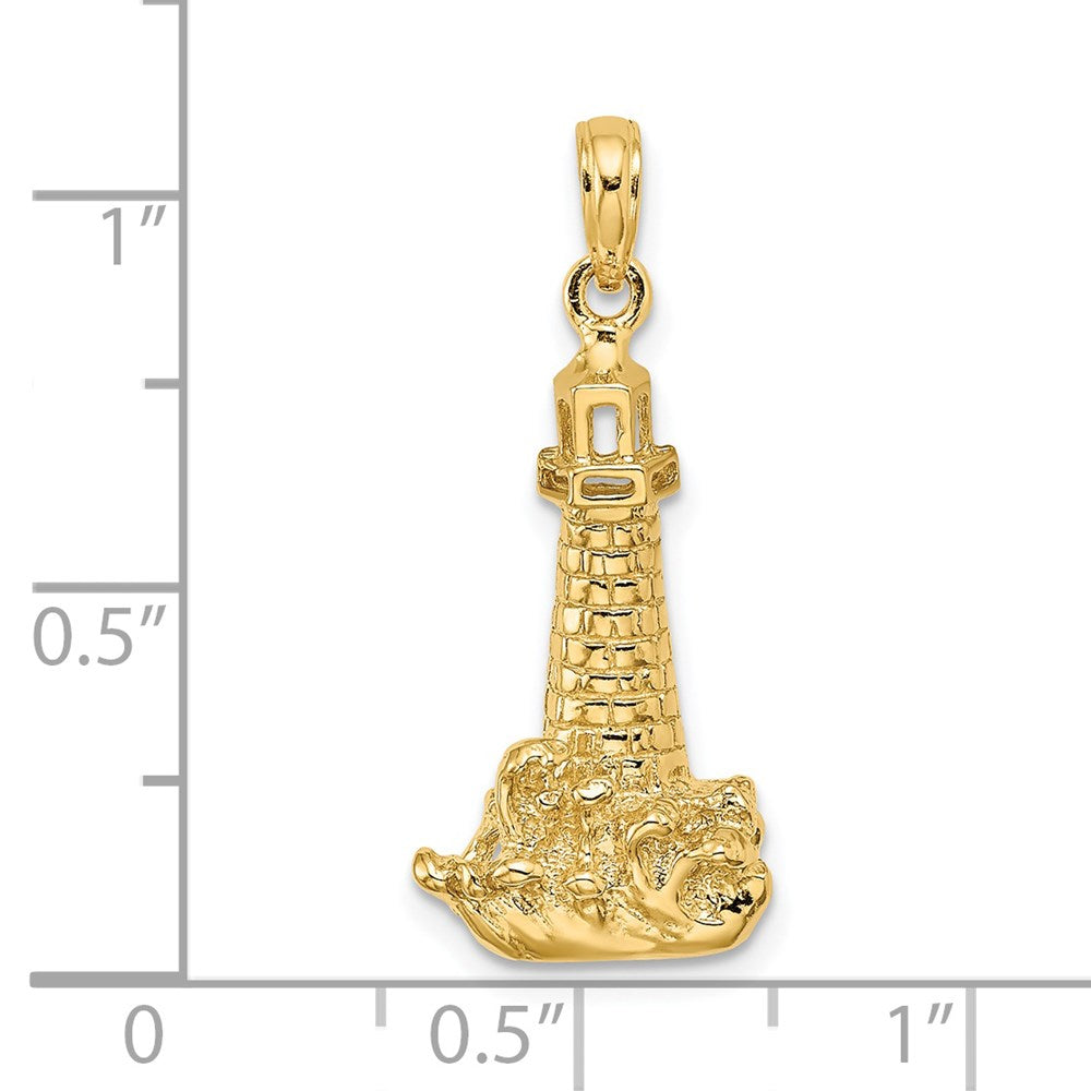 14k Gelbgold Leuchtturm-Charm mit Welle