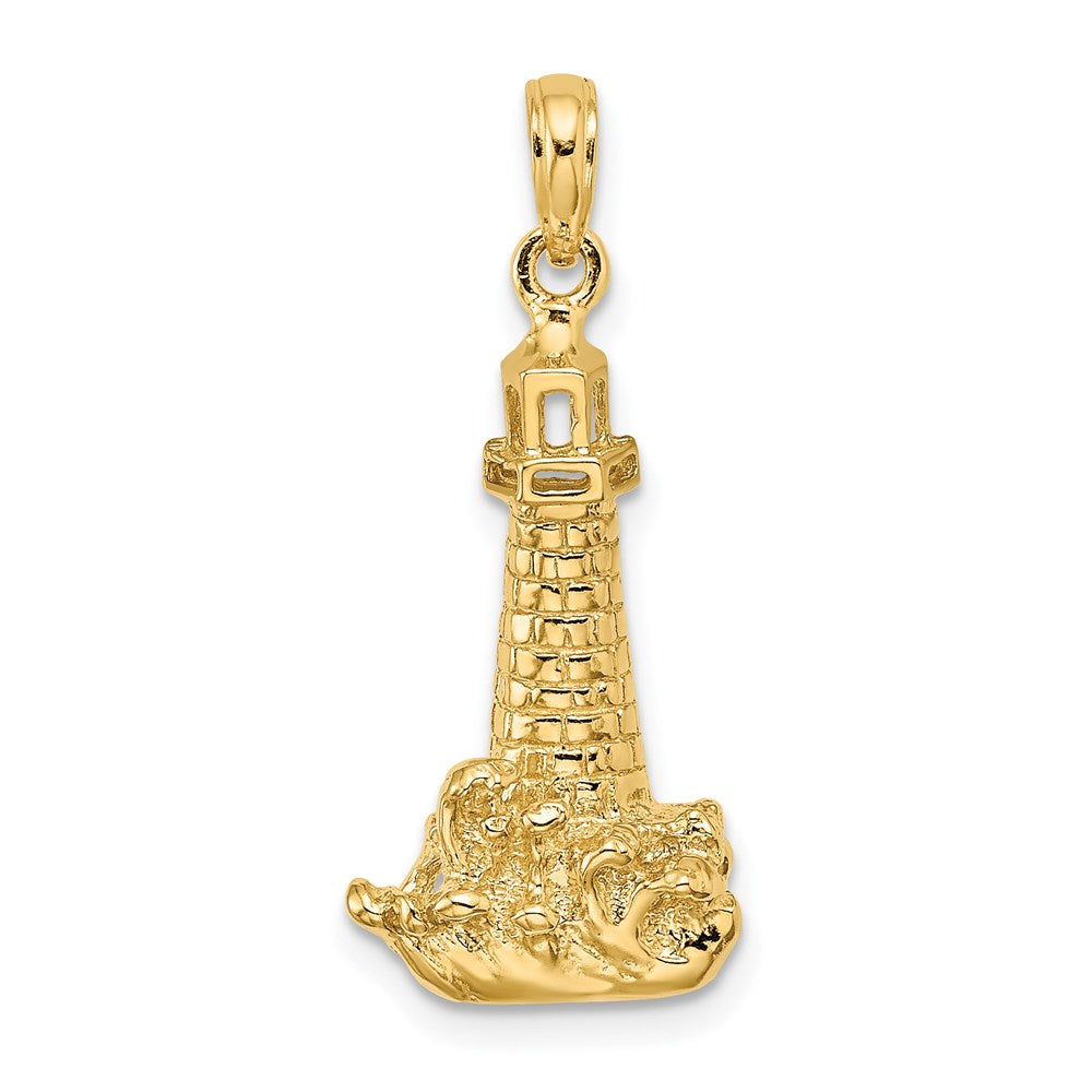 14k Gelbgold Leuchtturm-Charm mit Welle