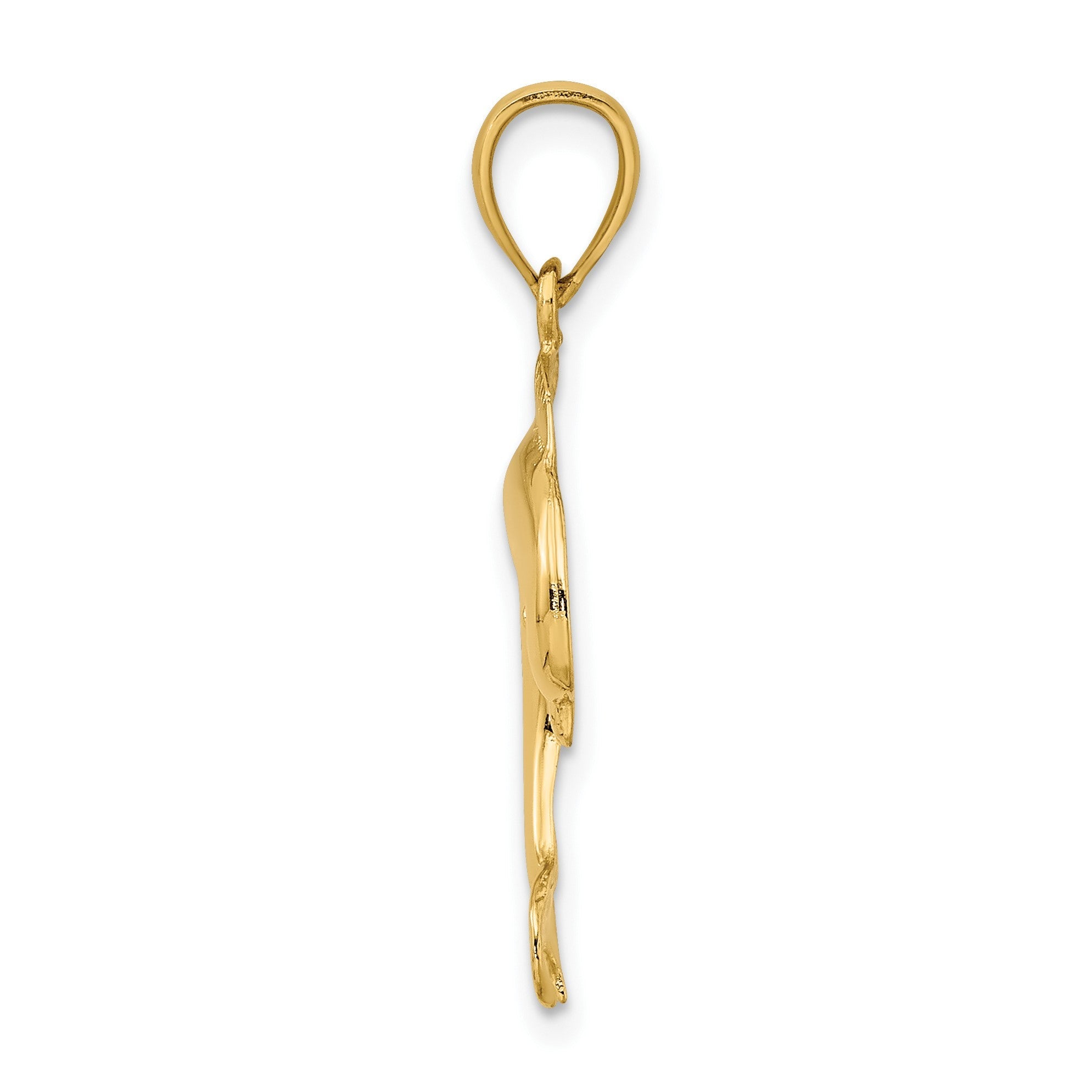 14K Gelbgold Poliert Springend Delfin Charm