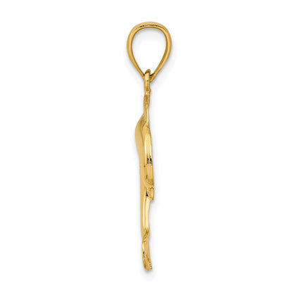 14K Gelbgold Poliert Springend Delfin Charm