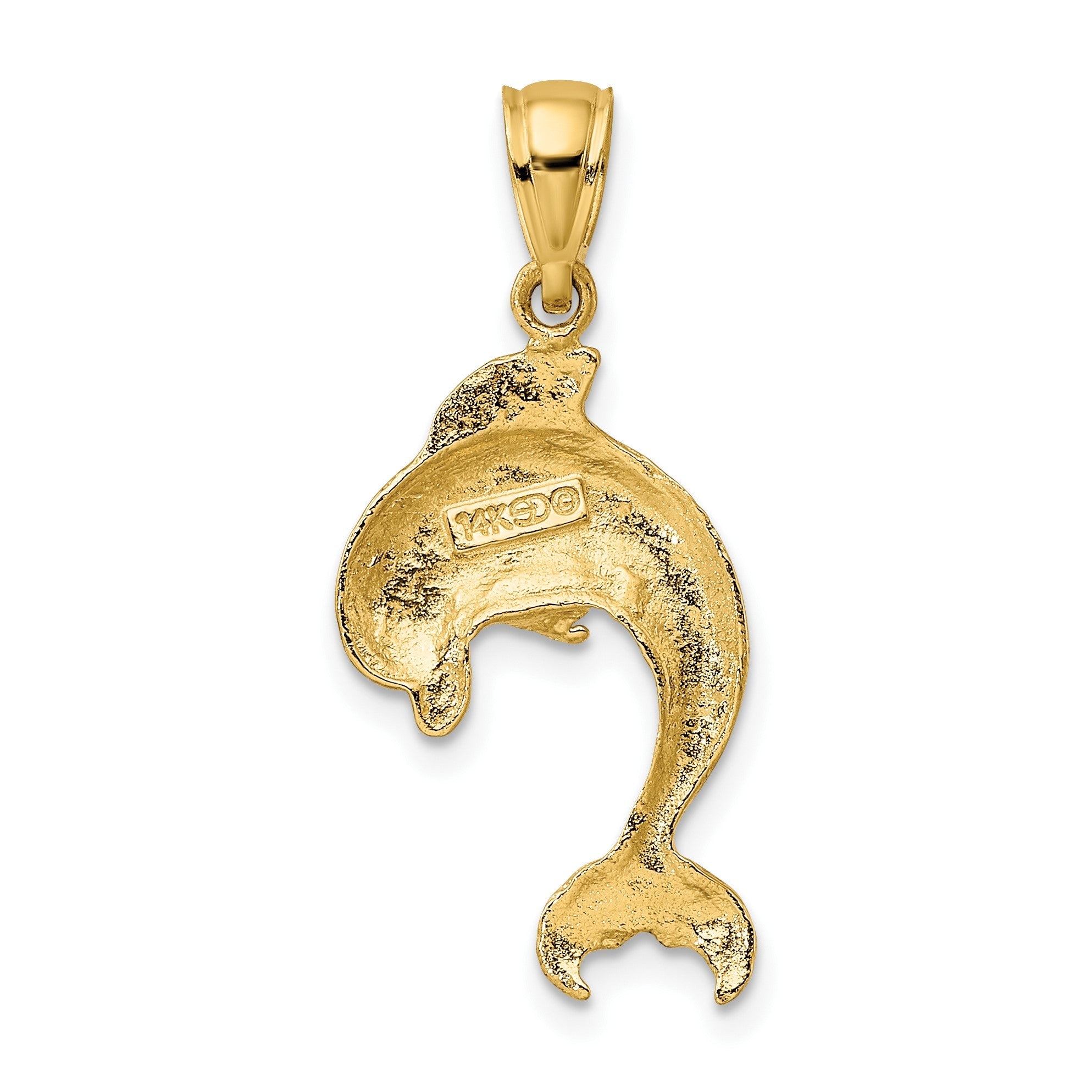 14K Gelbgold Poliert Springend Delfin Charm