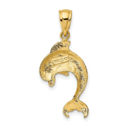 14K Gelbgold Poliert Springend Delfin Charm