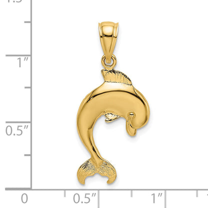 14K Gelbgold Poliert Springend Delfin Charm