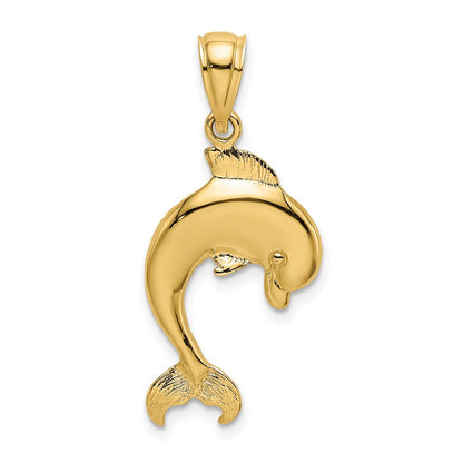 14K Gelbgold Poliert Springend Delfin Charm