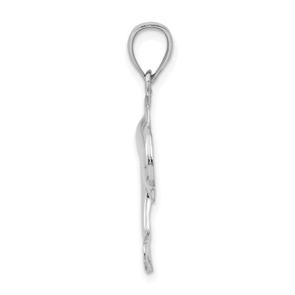 14K Weißgold Poliert Springend Delfin Charm
