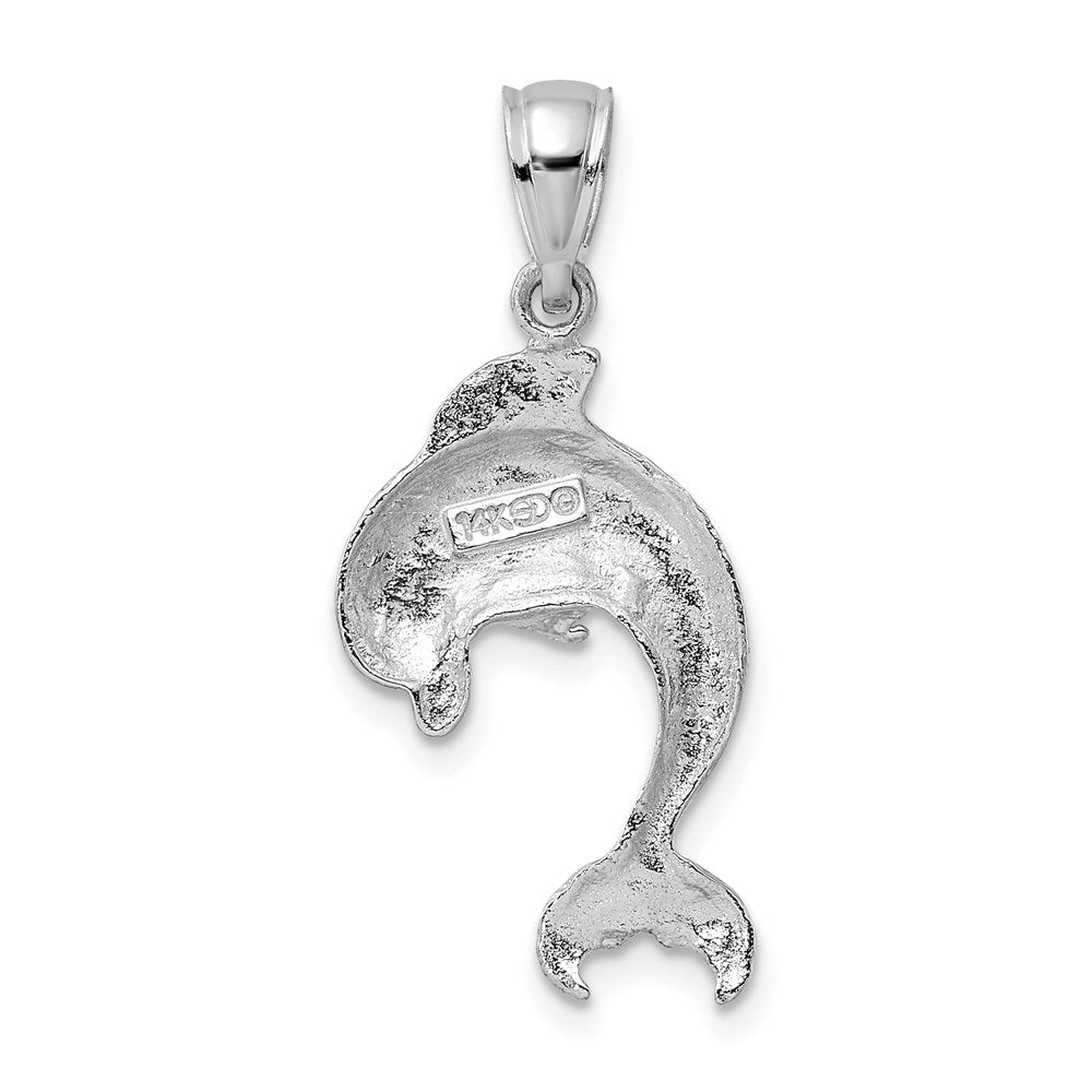 14K Weißgold Poliert Springend Delfin Charm