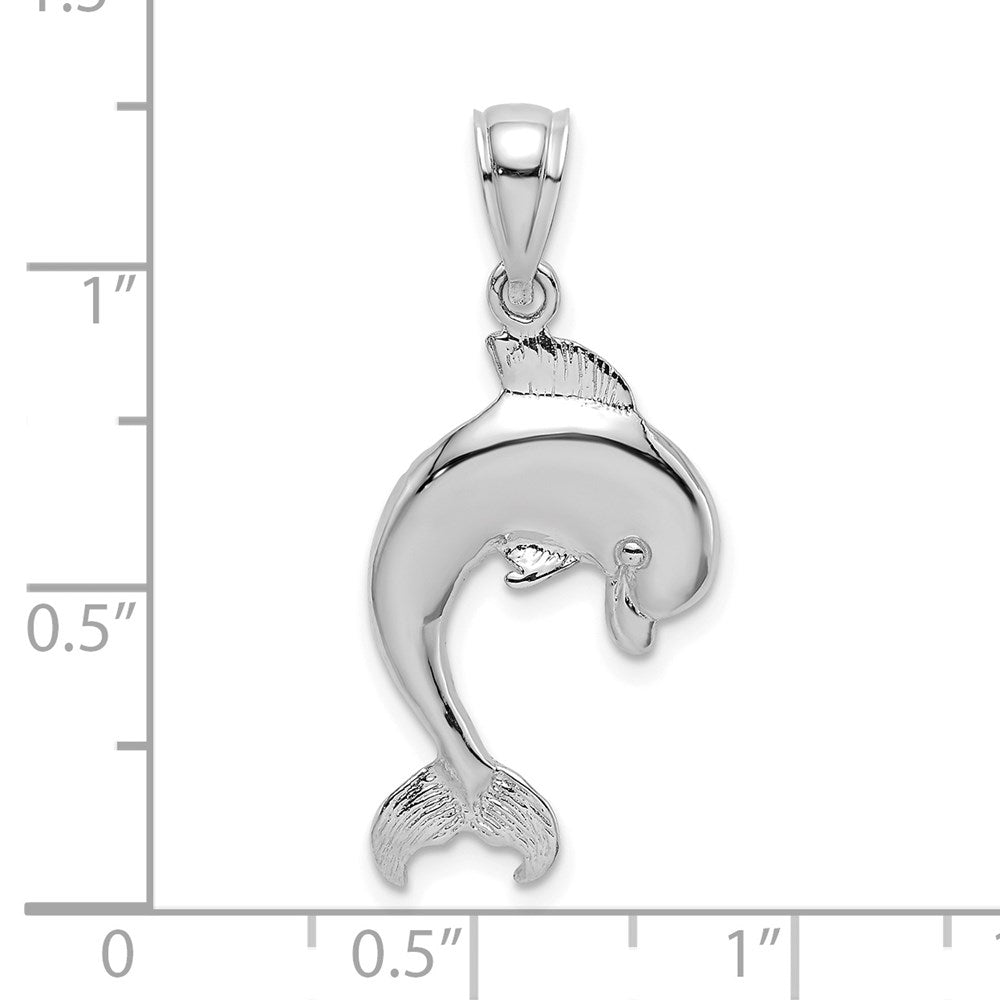 14K Weißgold Poliert Springend Delfin Charm