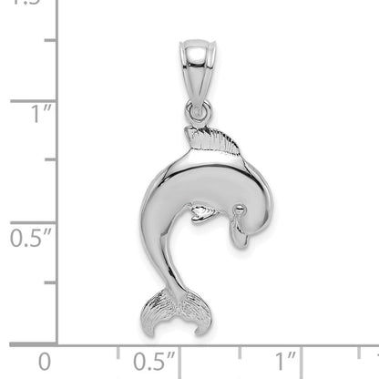 14K Weißgold Poliert Springend Delfin Charm
