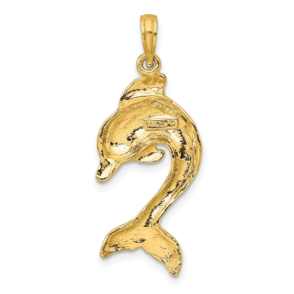 14K Gelbgold Charm „Springender Delfin" 2D, poliert