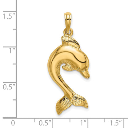14K Gelbgold Charm „Springender Delfin" 2D, poliert