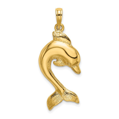 14K Gelbgold Charm „Springender Delfin" 2D, poliert