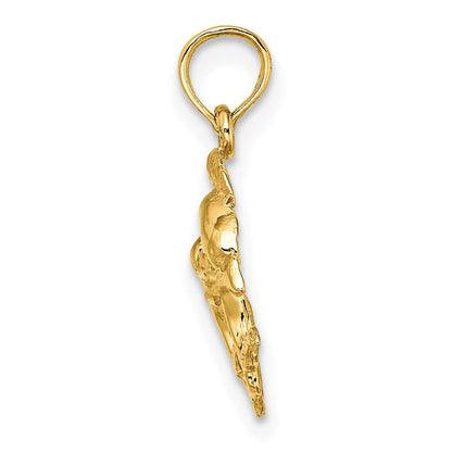 14K Gelbgold Poliert 2-d Mini Doppelt Dolphins Charm