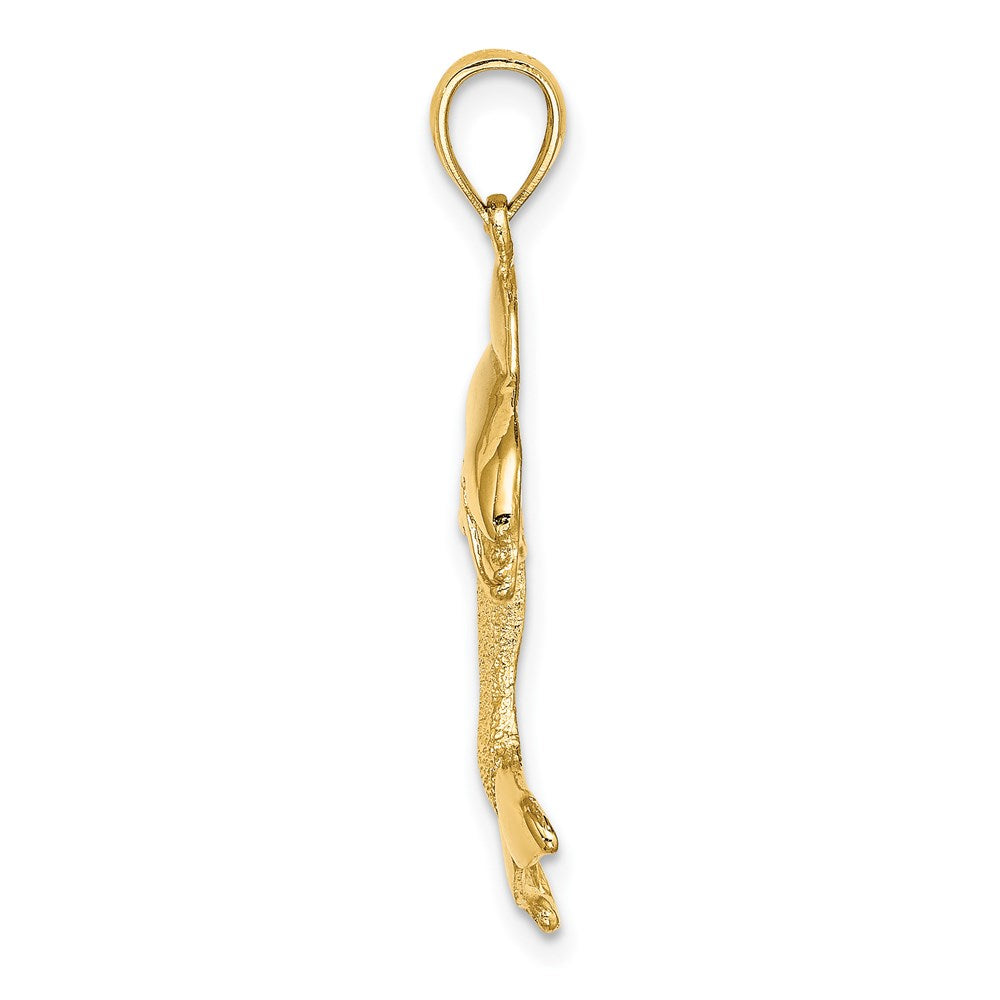 14 Karat Gelbgold Charm „Springender Delfin" 2-D poliert
