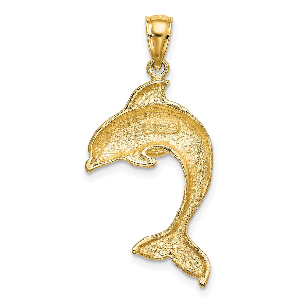 14 Karat Gelbgold Charm „Springender Delfin" 2-D poliert