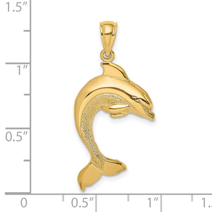 14 Karat Gelbgold Charm „Springender Delfin" 2-D poliert