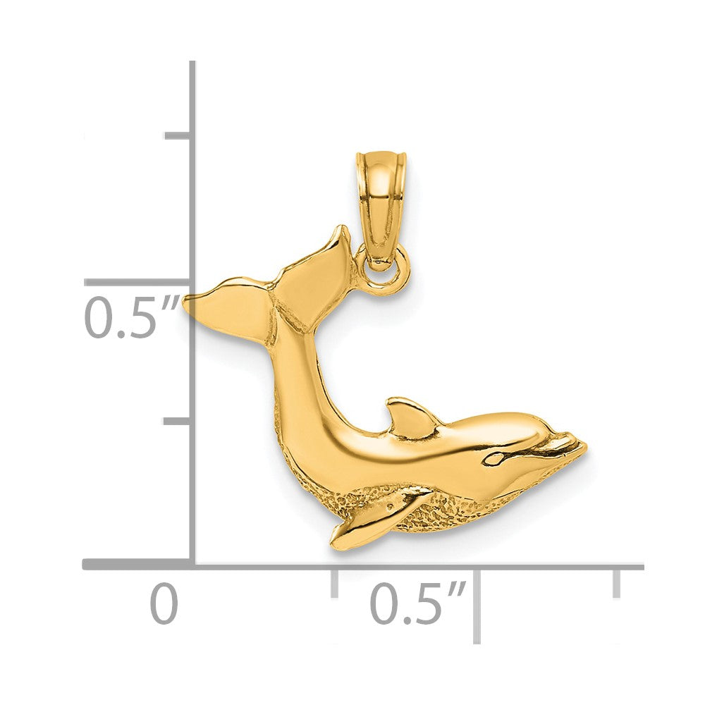 14K Gelbgold Springend Delfin Charm