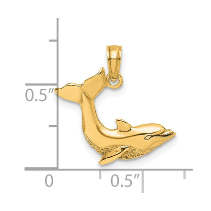 14K Gelbgold Springend Delfin Charm