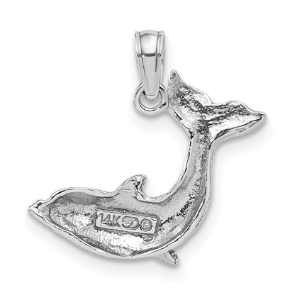 14K Weißgold Springend Delfin Charm