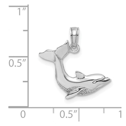 14K Weißgold Springend Delfin Charm