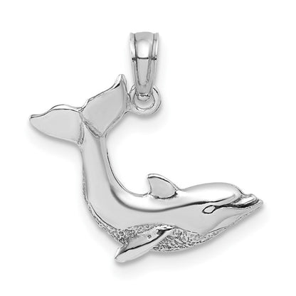 14K Weißgold Springend Delfin Charm