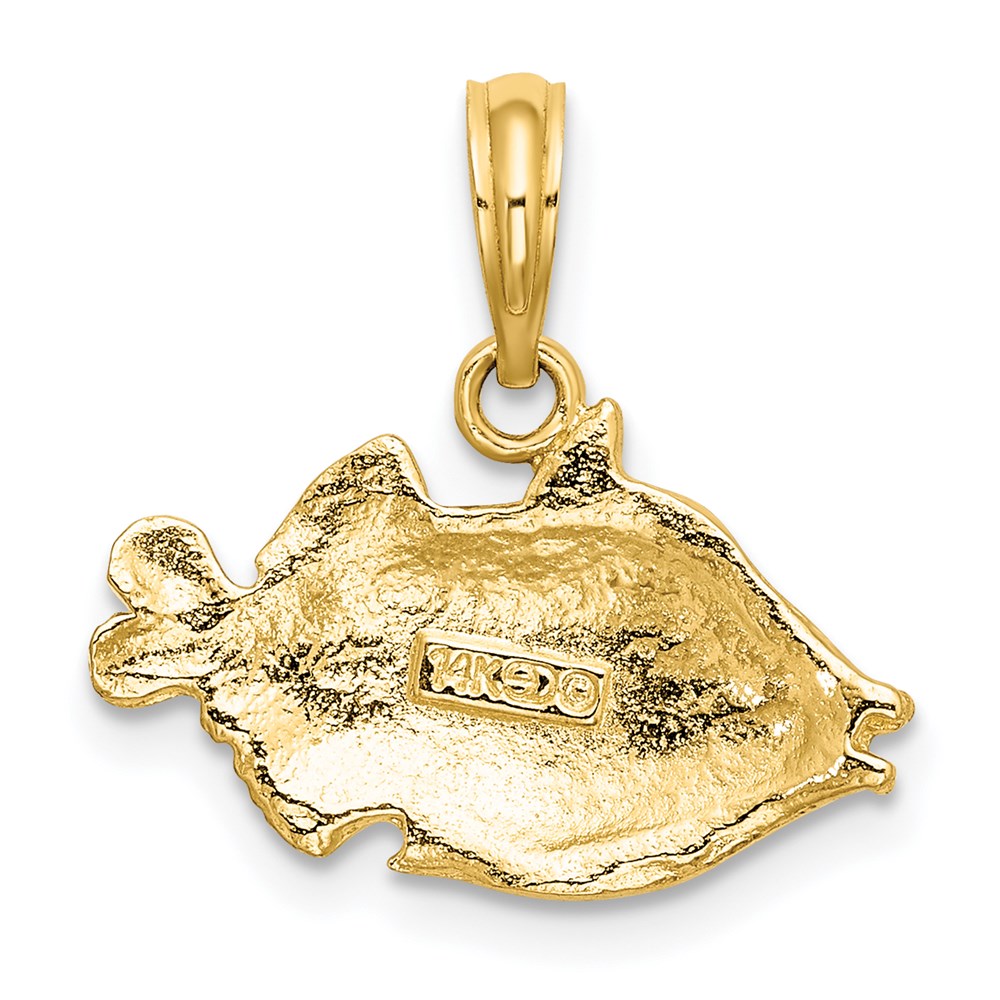 14K Gelbgold 2-D Polierter Gravierter Fisch-Charm
