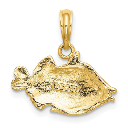 14K Gelbgold 2-D Polierter Gravierter Fisch-Charm