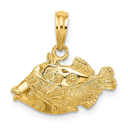 14K Gelbgold 2-D Polierter Gravierter Fisch-Charm