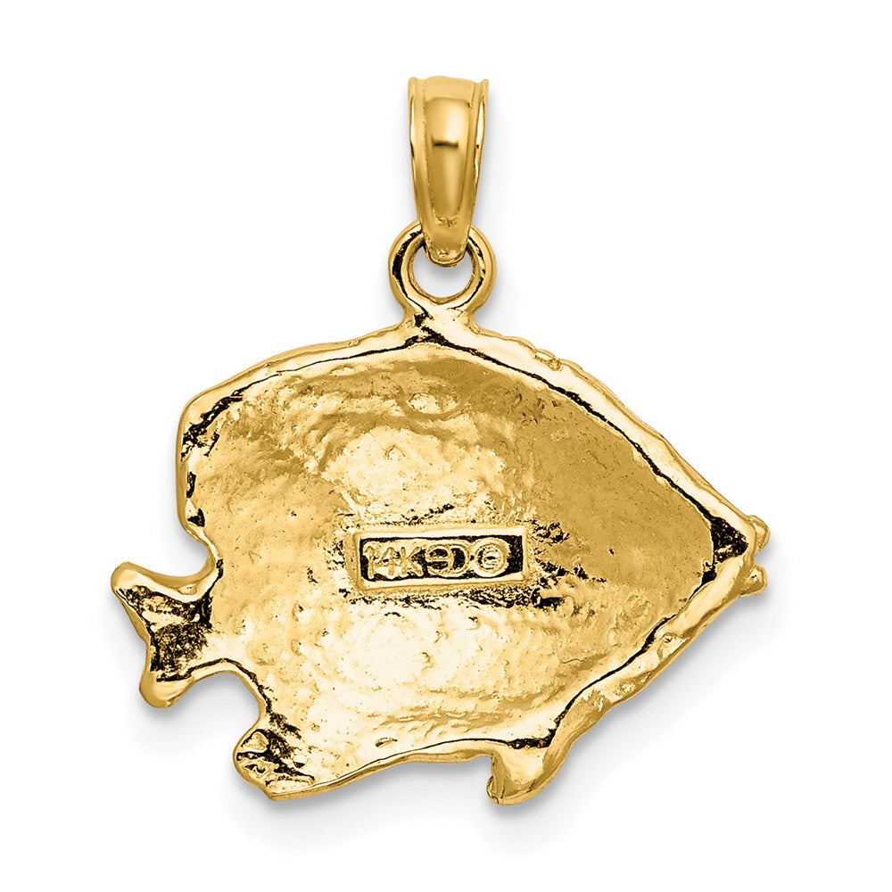 14K Gelbgold 2-D Polierter Gravierter Fisch-Charm