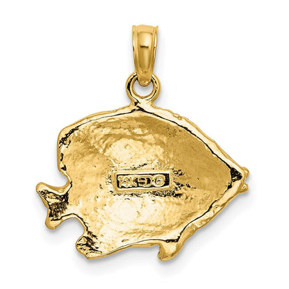 14K Gelbgold 2-D Polierter Gravierter Fisch-Charm