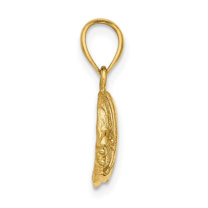 14K Gelbgold 2D-polierter gravierter Fisch-Charm