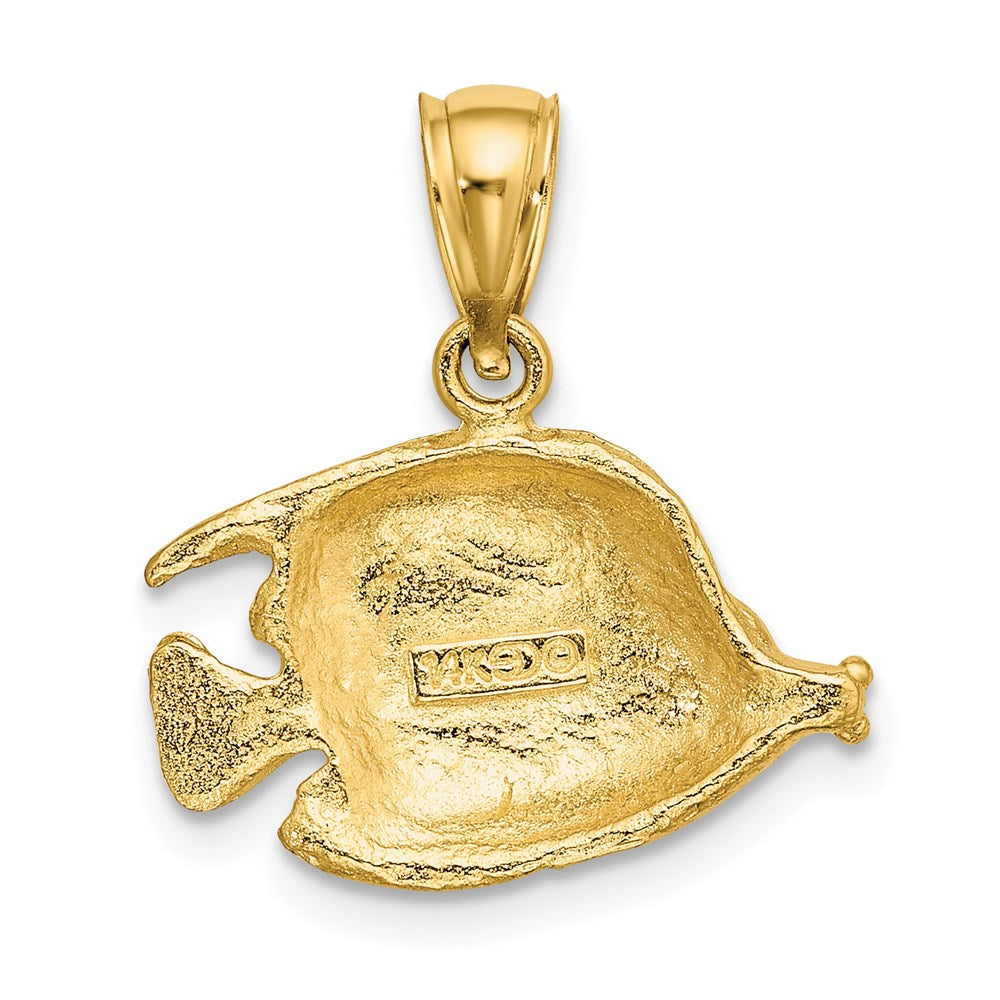 14K Gelbgold 2D-polierter gravierter Fisch-Charm