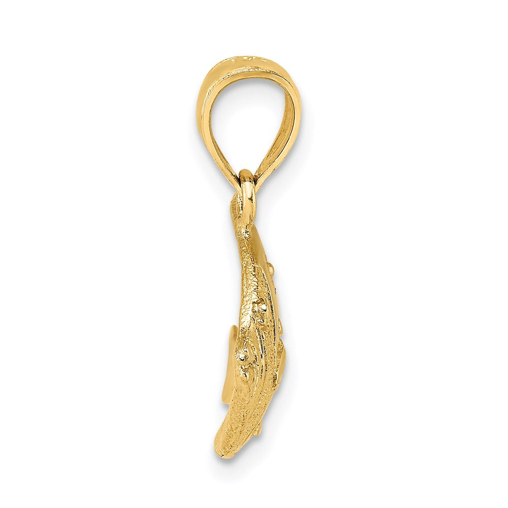14K Gelbgold 2-D polierter Fisch-Charm