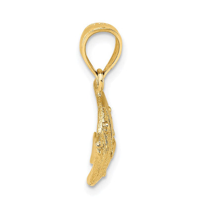 14K Gelbgold 2-D polierter Fisch-Charm