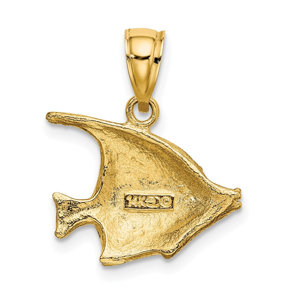 14K Gelbgold 2-D polierter Fisch-Charm