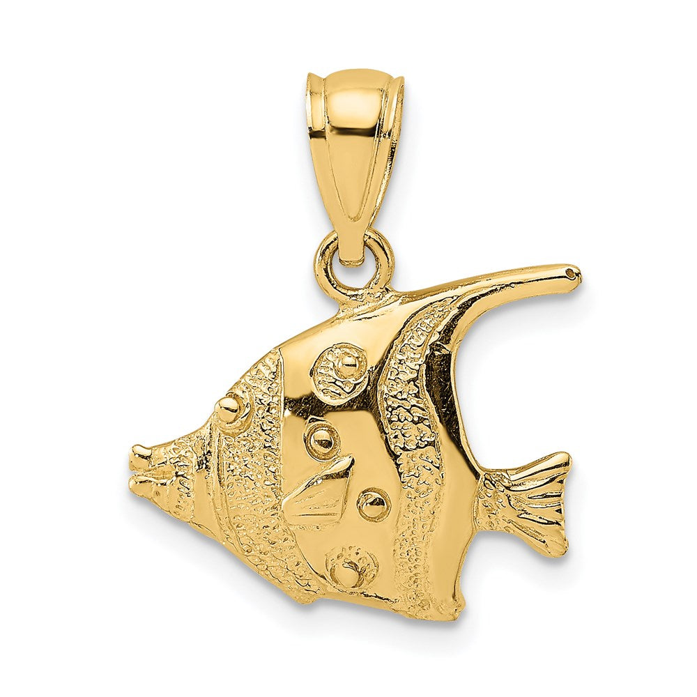 14K Gelbgold 2-D polierter Fisch-Charm