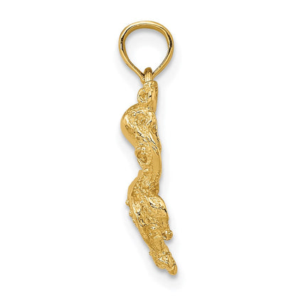 14K Gelbgold Strukturiert Octopus Charm