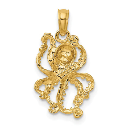 14K Gelbgold Strukturiert Octopus Charm