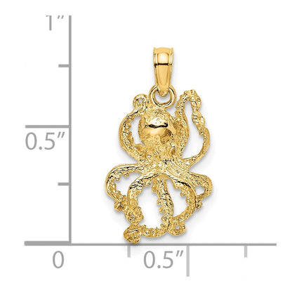 14K Gelbgold Strukturiert Octopus Charm
