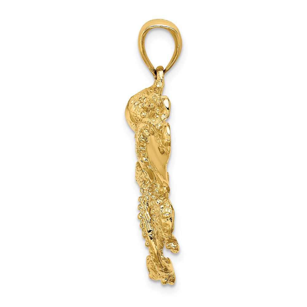 14K Gelbgold Oktopus-Charm mit strukturierter Oberfläche