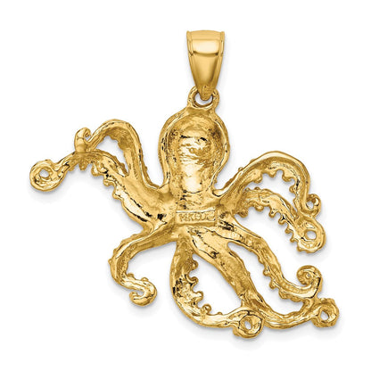 14K Gelbgold Oktopus-Charm mit strukturierter Oberfläche