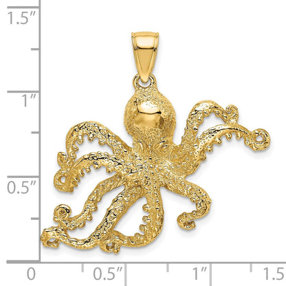 14K Gelbgold Oktopus-Charm mit strukturierter Oberfläche