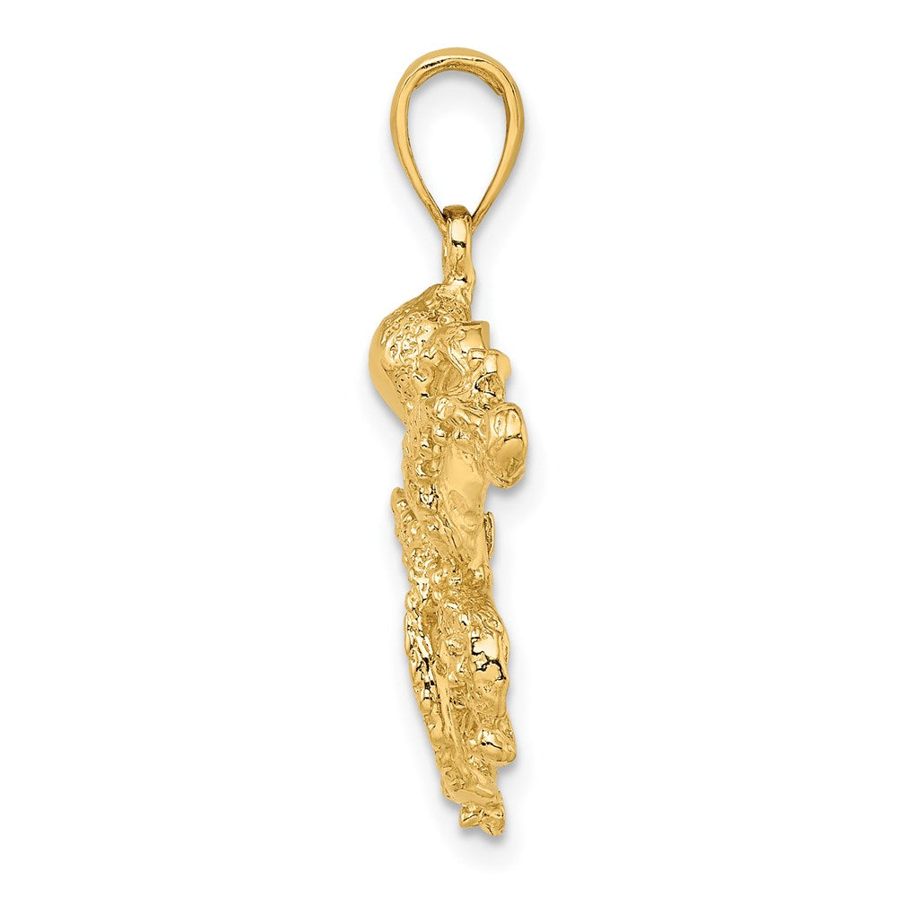 14K Gelbgold Oktopus-Charm mit strukturierter Oberfläche