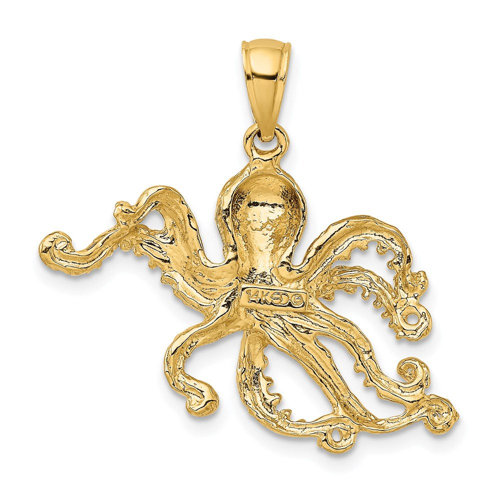 14K Gelbgold Oktopus-Charm mit strukturierter Oberfläche