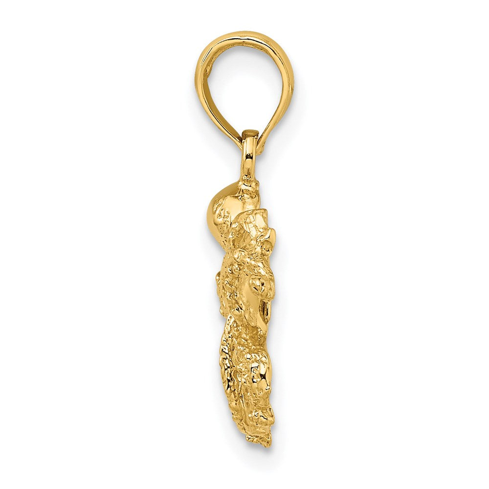 14K Gelbgold Oktopus-Charm mit strukturierter Oberfläche