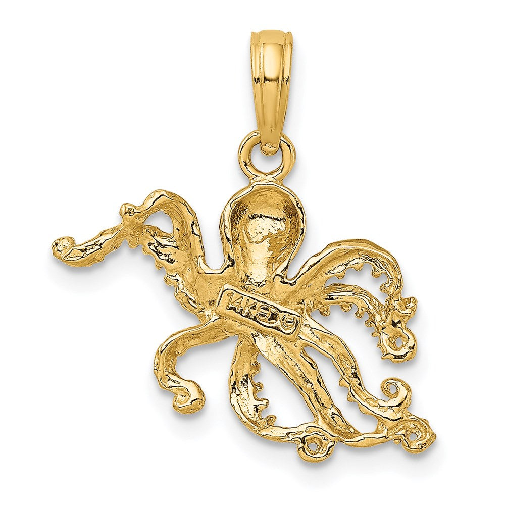 14K Gelbgold Oktopus-Charm mit strukturierter Oberfläche